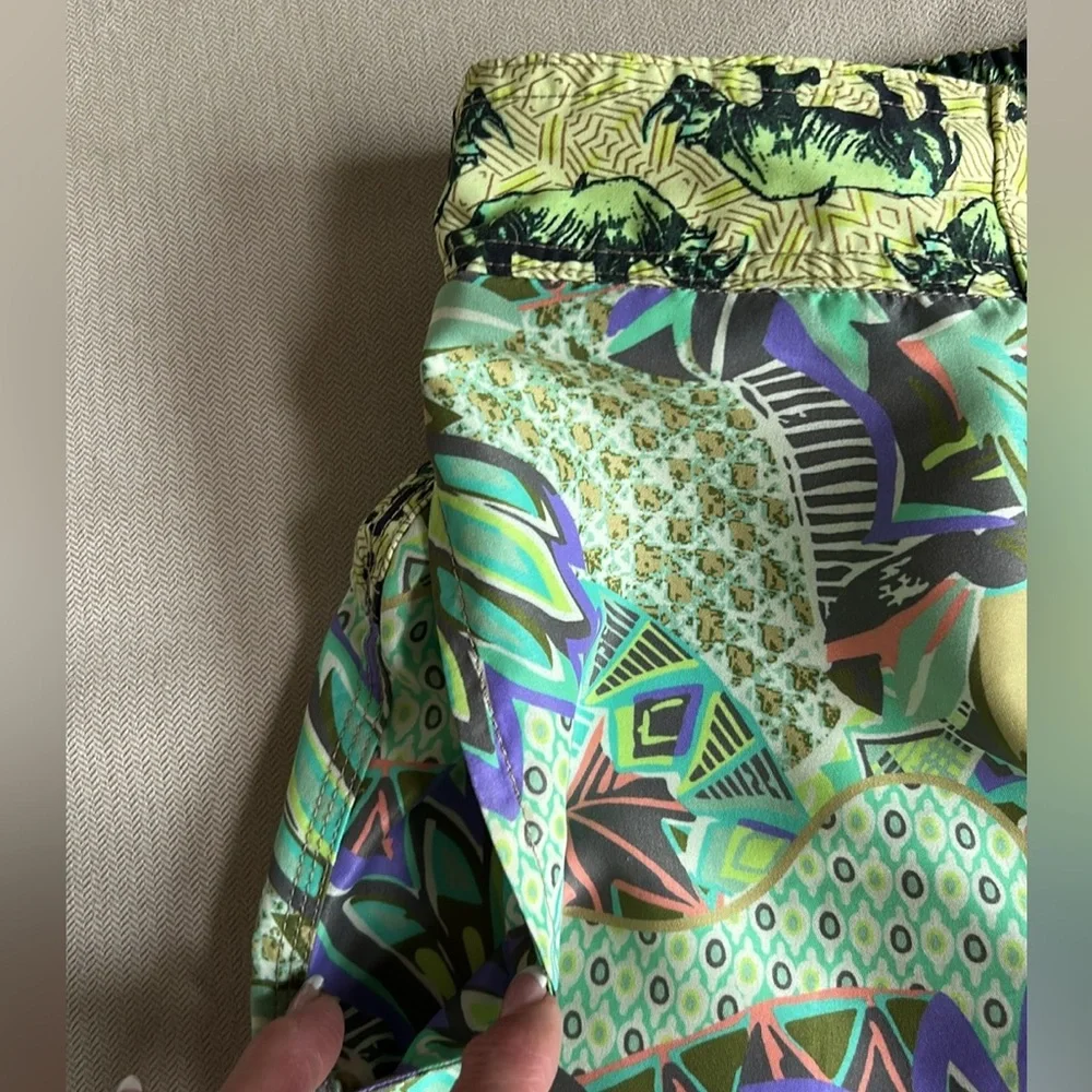 Maaji Tropical Green Patterned with Rino’s on Waistband Men's Swim Shorts Size M
